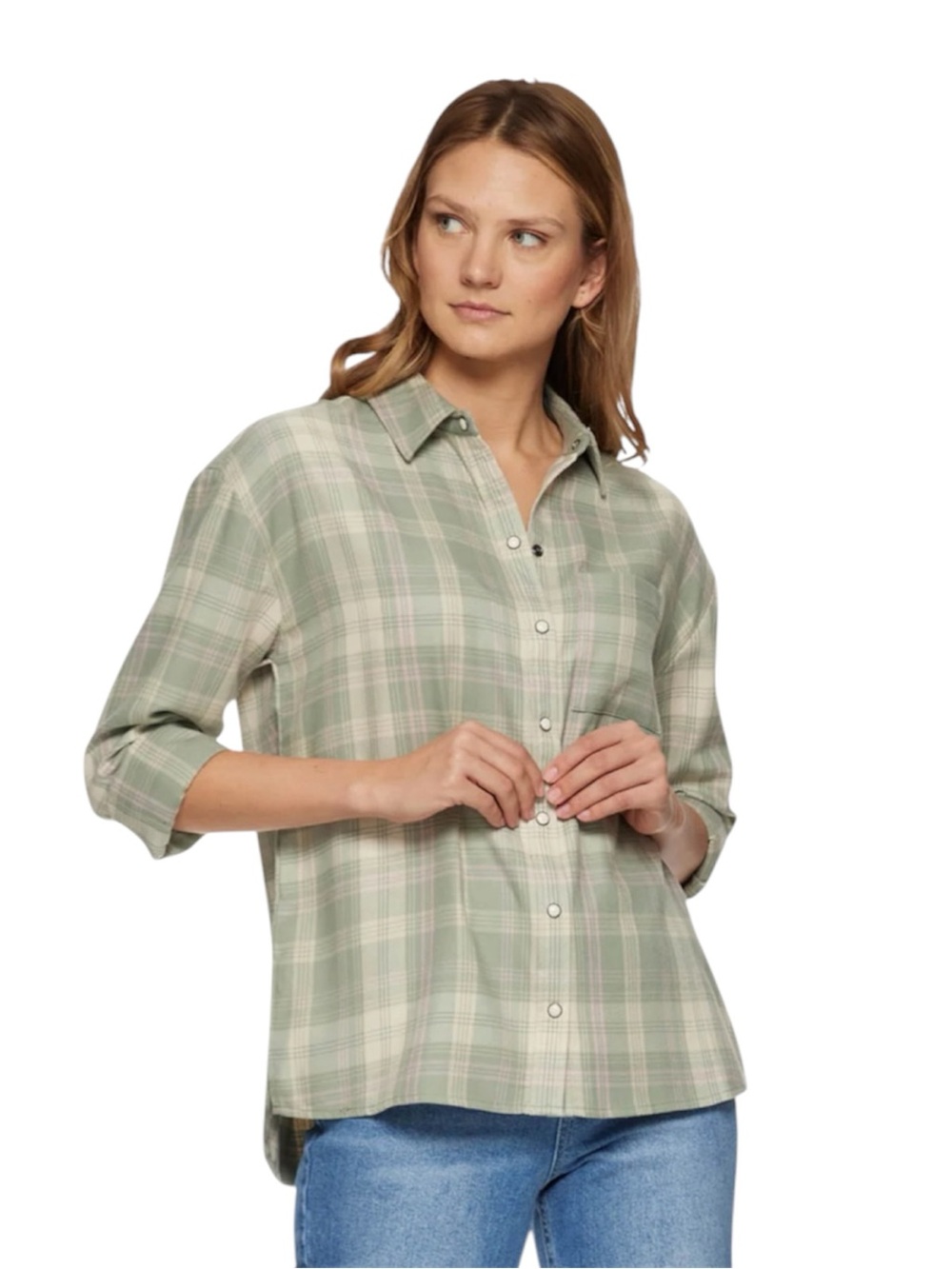 NWT women’s Flag & Anthem Eric Relaxed Plaid Shirt - Size M